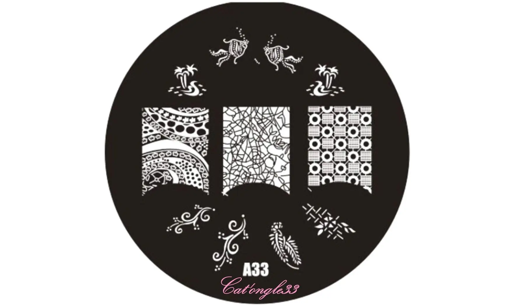 Plaque stamping ronde A33 nail art