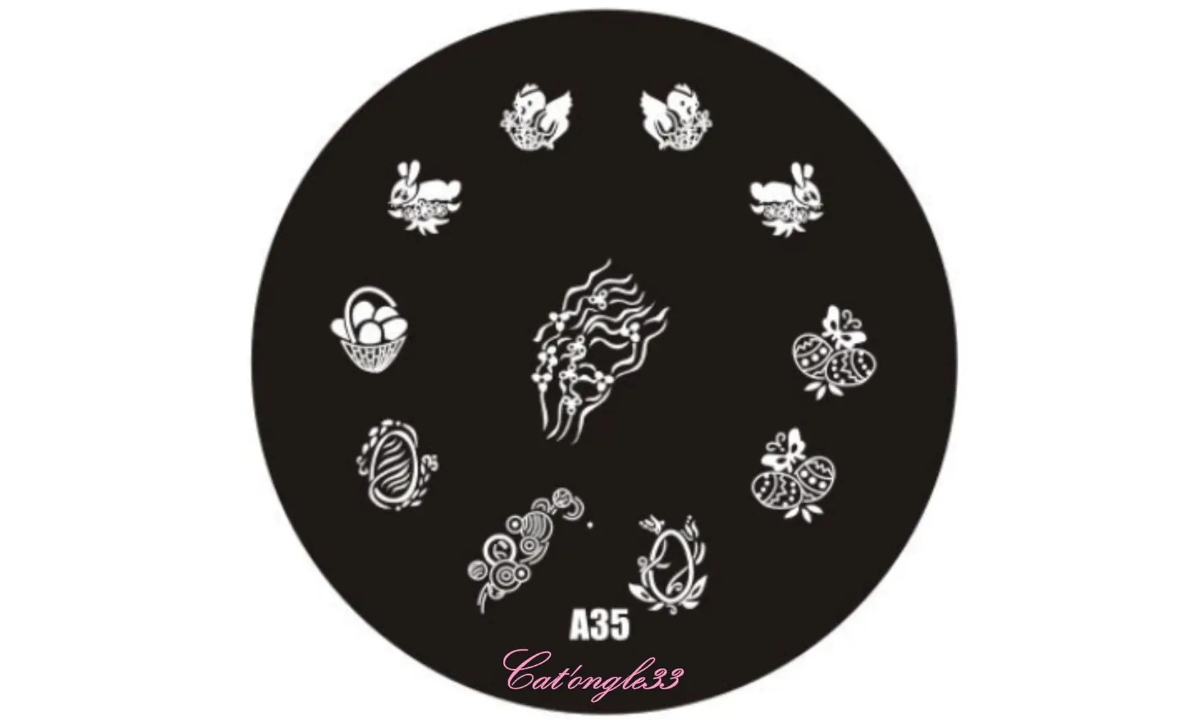Plaque stamping ronde A35 nail art