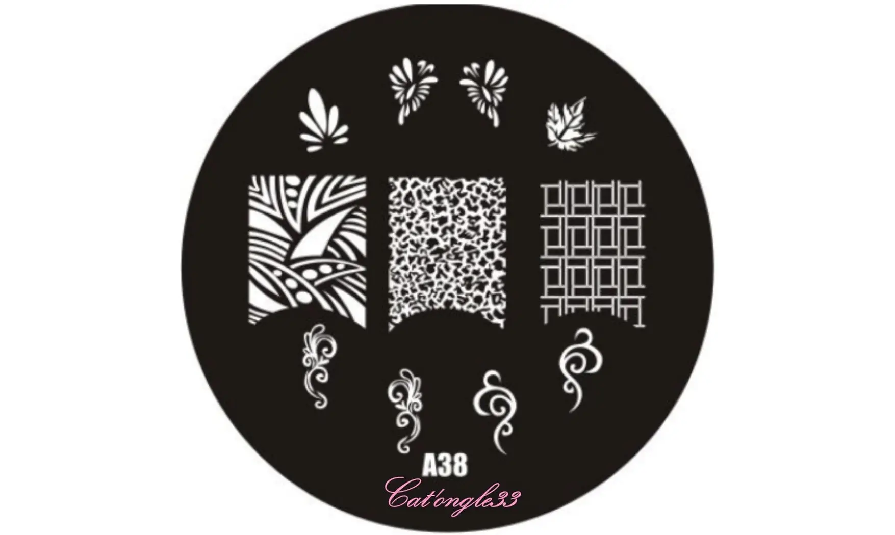 Plaque stamping ronde A38 nail art